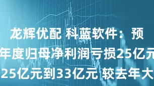 龙辉优配 科蓝软件:预计2025年度归母净利润亏损25亿元到33亿元 较去年大幅收窄